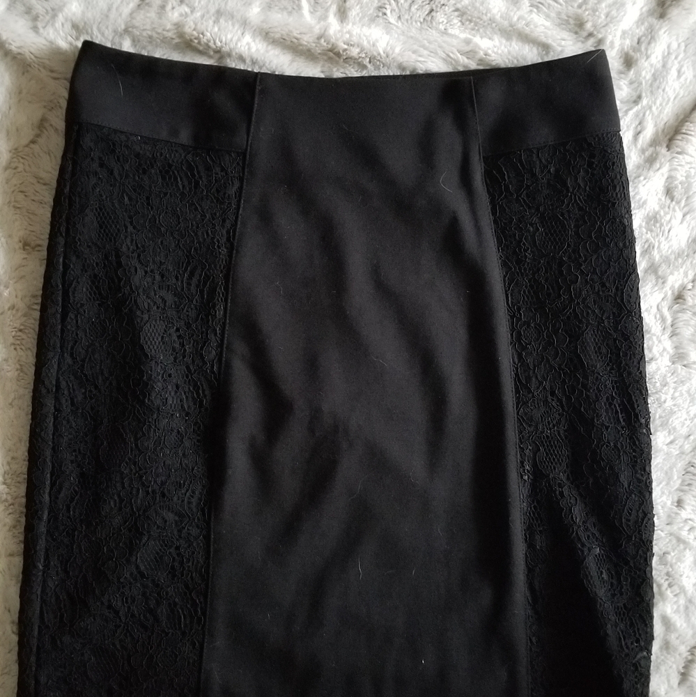 BCBGeneration Lace Insert Pencil‎ Skirt Black 12